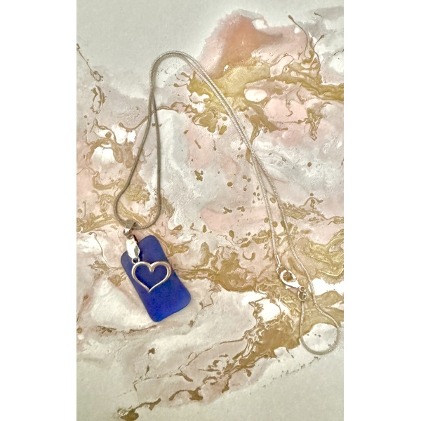 Cobalt Blue Sea Glass with Heart